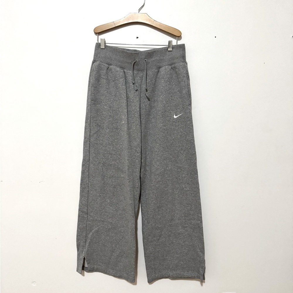 Nike Wide Leg Gray Fleece Sweatpants